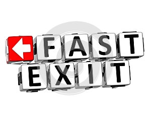 3D Fast Exit Button Click Here Block Text