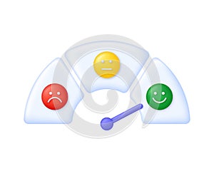 3D Feedback emotion scale illustration. Reviews with good and bad rating. Feedback in the form of emotions