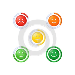3D Feedback emotion scale illustration. Reviews with good and bad rating. Feedback in the form of emotions