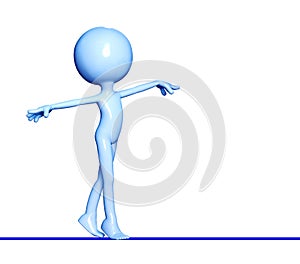 3d figure acrobat walking on the rope