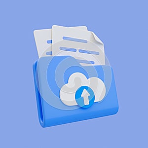 3d file document upload icon. Cloud computing concept. laptop with an upload icon and progress bar.