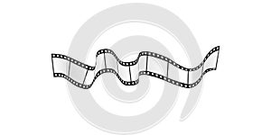 3D film or movie reels strip flowing with waves and bends