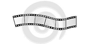 3D film strip moving with wave and curve, blank filmstrip frames