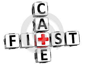 3D First Aid Care Crossword Block Button text