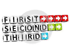 3D First Second Third Button Click Here Block Text