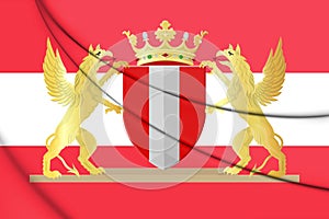 3D Flag of Dordrecht South Holland, Netherlands.