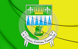 3D Flag of Kerry county, Ireland.
