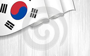 3d flag of Korea on wooden plank