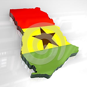3d flag map of Ghana
