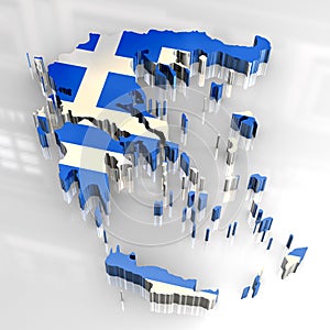 3d flag map of greece