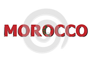 3D Flag of Morocco on a text