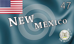 3D Flag of New Mexico 1912-1925, USA.