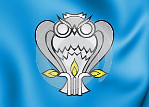 3D Flag of Novy Urengoy Yamalo-Nenets Autonomous Okrug, Russia.