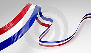 3d Flag Of Paraguay, 3d Wavy Shiny Paraguay Ribbon Isolated On White Background, 3d illustration