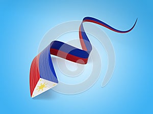 3d Flag Of Philippines 3d Wavy Shiny Philippines Ribbon Isolated On Blue Background 3d illustration