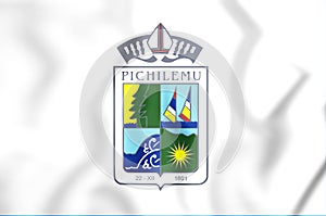 3D Flag of Pichilemu O`Higgins Region, Chile.