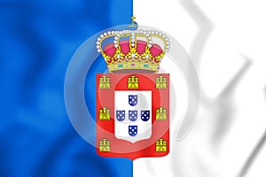 3D Flag of the Portugal 1830-1910.