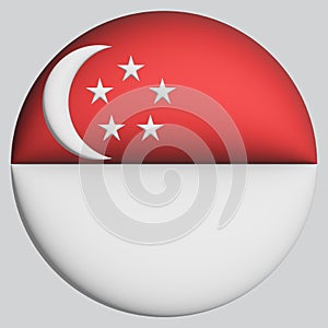 3D Flag of Singapore on circle