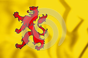 3D Flag of South Holland, Netherlands.