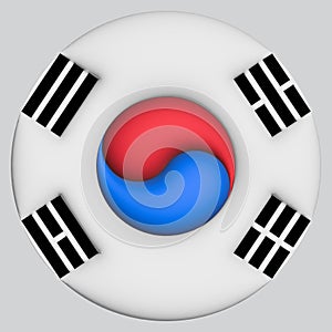 3D Flag of South Korea on circle