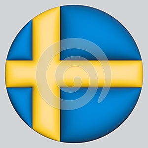 3D Flag of Sweden on circle