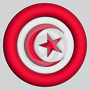 3D Flag of Tunisia on circle