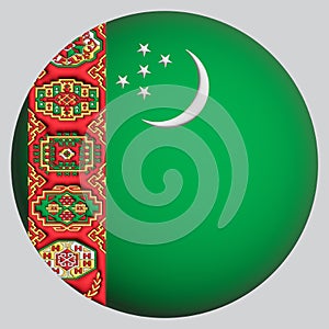 3D Flag of Turkmenistan on circle