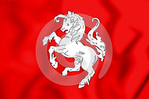 3D Flag of Twente Overijssel, Netherlands.