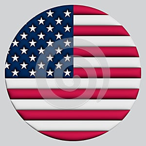 3D Flag of United States of America on circle
