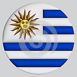 3D Flag of Uruguay on circle