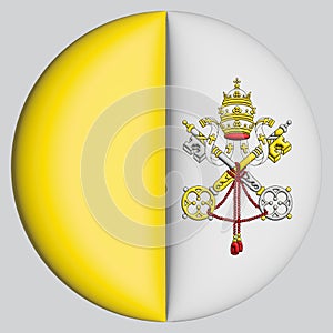3D Flag of Vatican City on circle