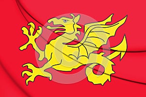 3D Flag of Wessex, England.
