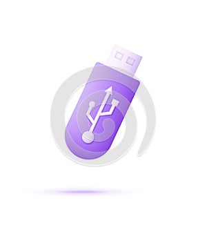 3D flash drive isolated on white background. USB icon. Can be used for many purposes