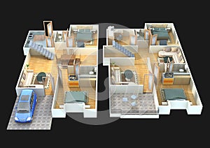 A 3D floor plan design