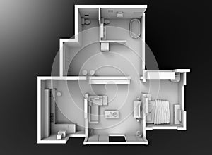 3D floor plan section