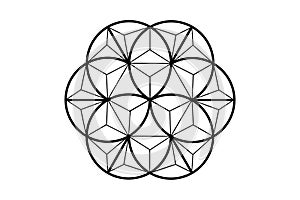 3D flower of life, sacred geometry. lotus flower. mandala ornament in polygonal wire frame, esoteric spiritual symbol. Logo tatto