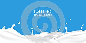 3d flowing milk with splash background vector illustration