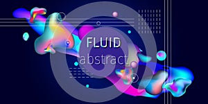 3d fluid Liquid abstract shape splash and blobs neon color. Vector abstraction background. Plastic or oil shapes. Dynamic