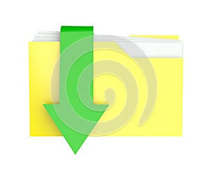 3d folder icon with arrow, download