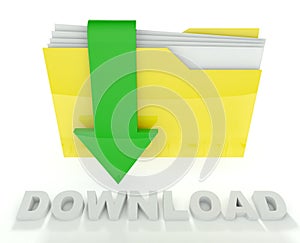 3d folder icon with arrow, download
