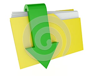 3d folder icon with arrow, download