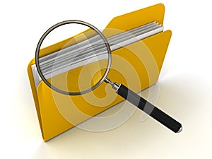3D Folder with Magnifying Glass