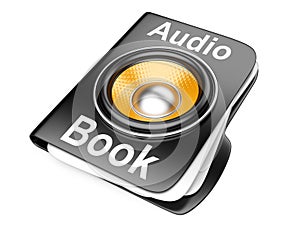 3d folder with speaker. audio-book concept
