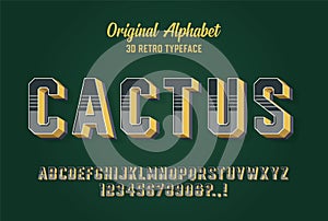 3D Font. Retro Typeface. Vector