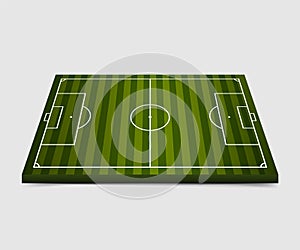 3d Football field. Soccer field isolated on white background. Vector illustration.