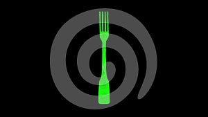 3D Fork on black background. Kitchenware concept. Kitchen Fork. Business advertising backdrop. For title, text