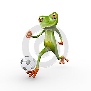 3d frog football soccer ball kick