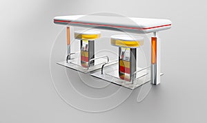3D fuel service stations mock up designed at night scene