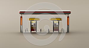 3D fuel service stations mock up designed at night scene