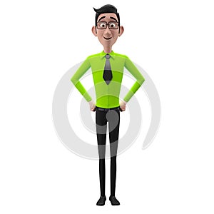 3d funny character, cartoon sympathetic looking business man